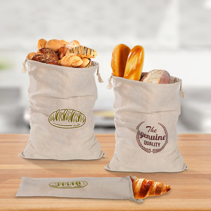 环保亚麻面包袋可水洗重复使用食品级法式长棍面包拉绳束口面包袋