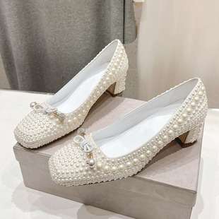 高级感单鞋 仙女蝴蝶结甜美公主鞋 女 绝美珍珠满钻高跟鞋 2025SS新款