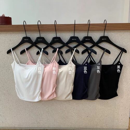 韩社6660莫代尔基础内搭3D立体固定杯吊带背心女舒适裹胸美背上衣