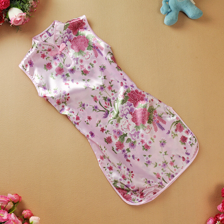 夏季新款儿童旗袍女童女孩连衣裙孔雀花童古筝服六一表演出服224