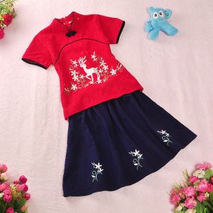 儿童汉服唐装国学书童套装女童夏季复古幼儿园毕业典礼大合唱服装