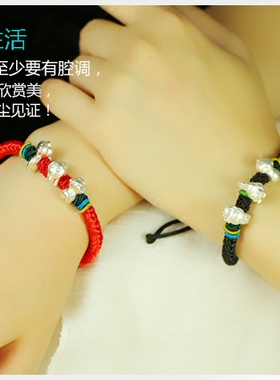 2026本命年纯银手链十二生肖三合佛珠手串属鸡马狗男女开运吉祥物