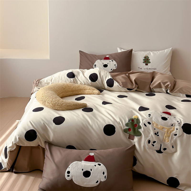 儿童卡通100支长绒棉贡缎四件套