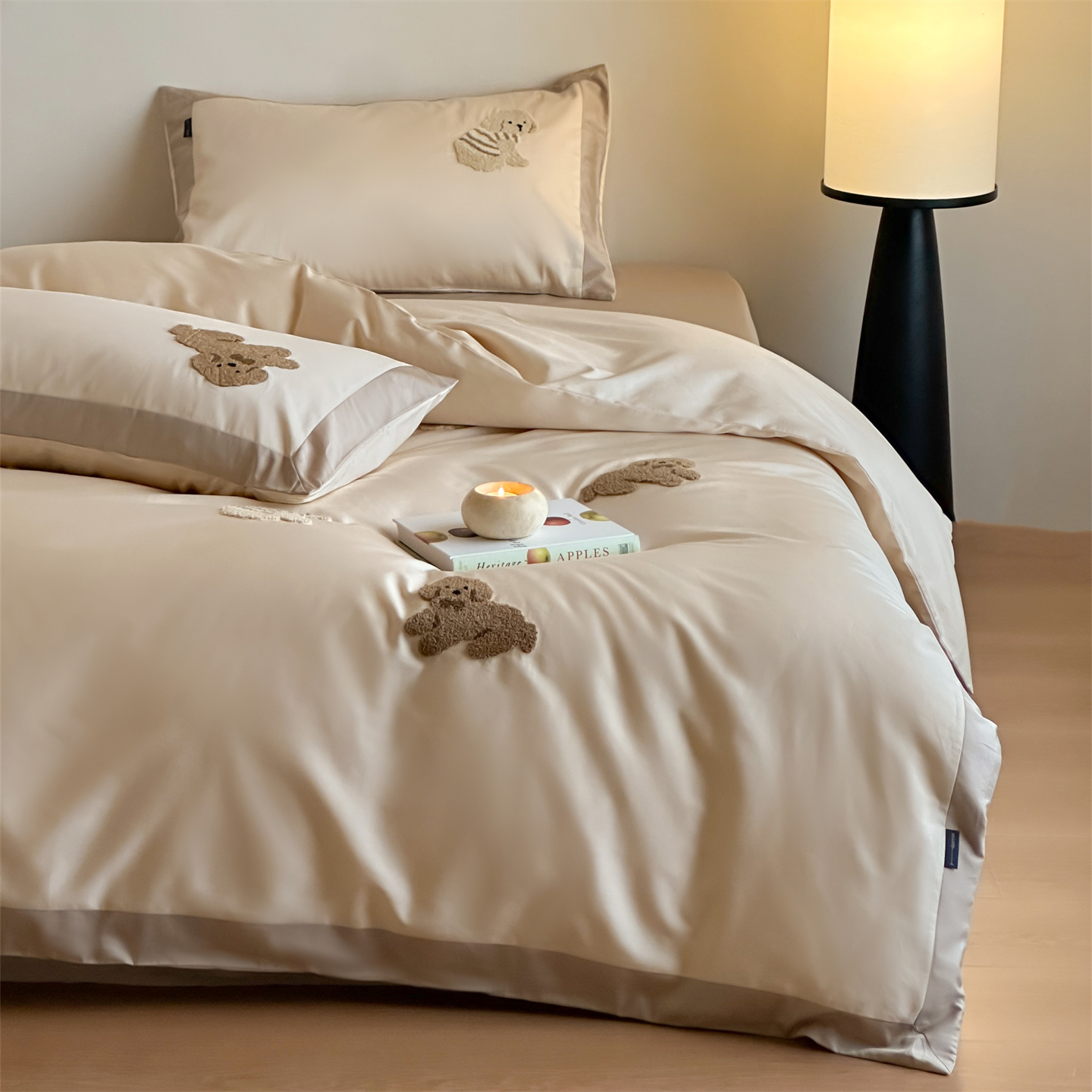 卡通毛巾绣100支全棉磨毛四件套