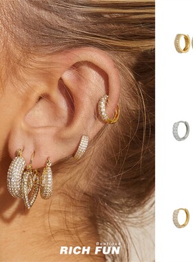 【现货】LUVAJ Baby Pave Huggies 圆形mini小圈日常叠搭耳环耳扣