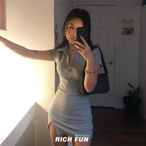 辣妹必入性感修身裙摆开衩