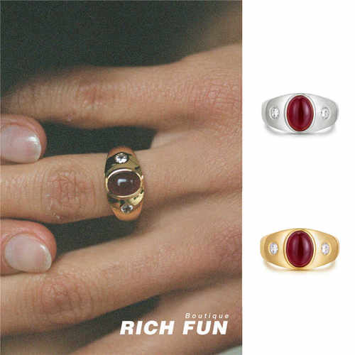 法式小众复古宝石镶嵌指环戒指