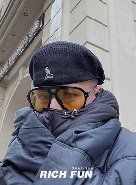 kangol504cap明星同款袋鼠透气网眼贝雷帽复古鸭舌帽ins帽子