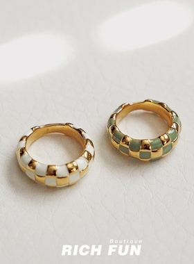 加拿大Wolf Circus Libby Ring小众棋盘格纹设计感轻奢戒指指环女