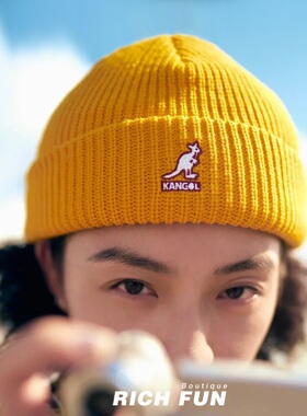袋鼠Kangol Beanie秋冬2种戴法保暖棉帽冷帽瓜皮帽针织毛线帽子