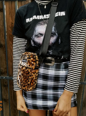 【现货】40s & Shorties Leopard Hip Bag 豹纹毛绒仿皮斜挎包背