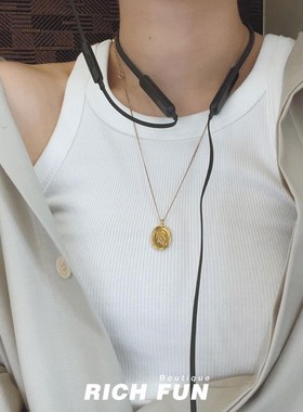 加拿大Wolf Circus Femme Necklace法式女体椭圆复古金币吊坠项链