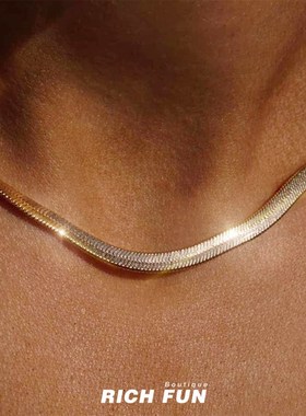 LUVAJ Barcelona Necklace欧美经典百搭素链流金蛇骨链锁骨链项链