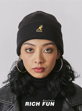 KANGOL Acrylic Cuff Pull On袋鼠经典刺绣保暖棉帽冷帽针织帽子