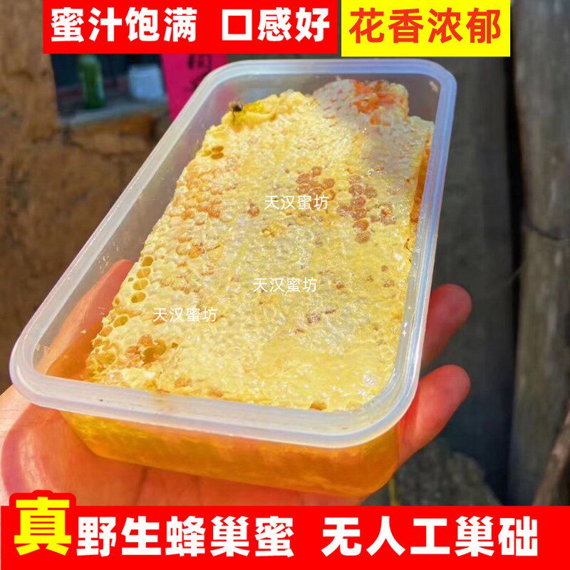 秦岭蜂巢蜜新巢蜜嚼着吃农家蜂巢野生天然纯正土蜂蜜野蜂巢500g