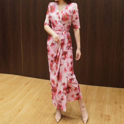 RL法式裹身裙围裹裙浪漫气质显瘦连衣裙系带长裙网纱裙大码