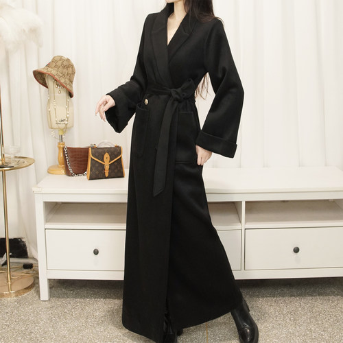 加厚双面羊毛大衣外套高个加长女