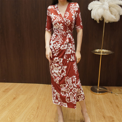 大码遮肉长裙围裹修身显瘦法式