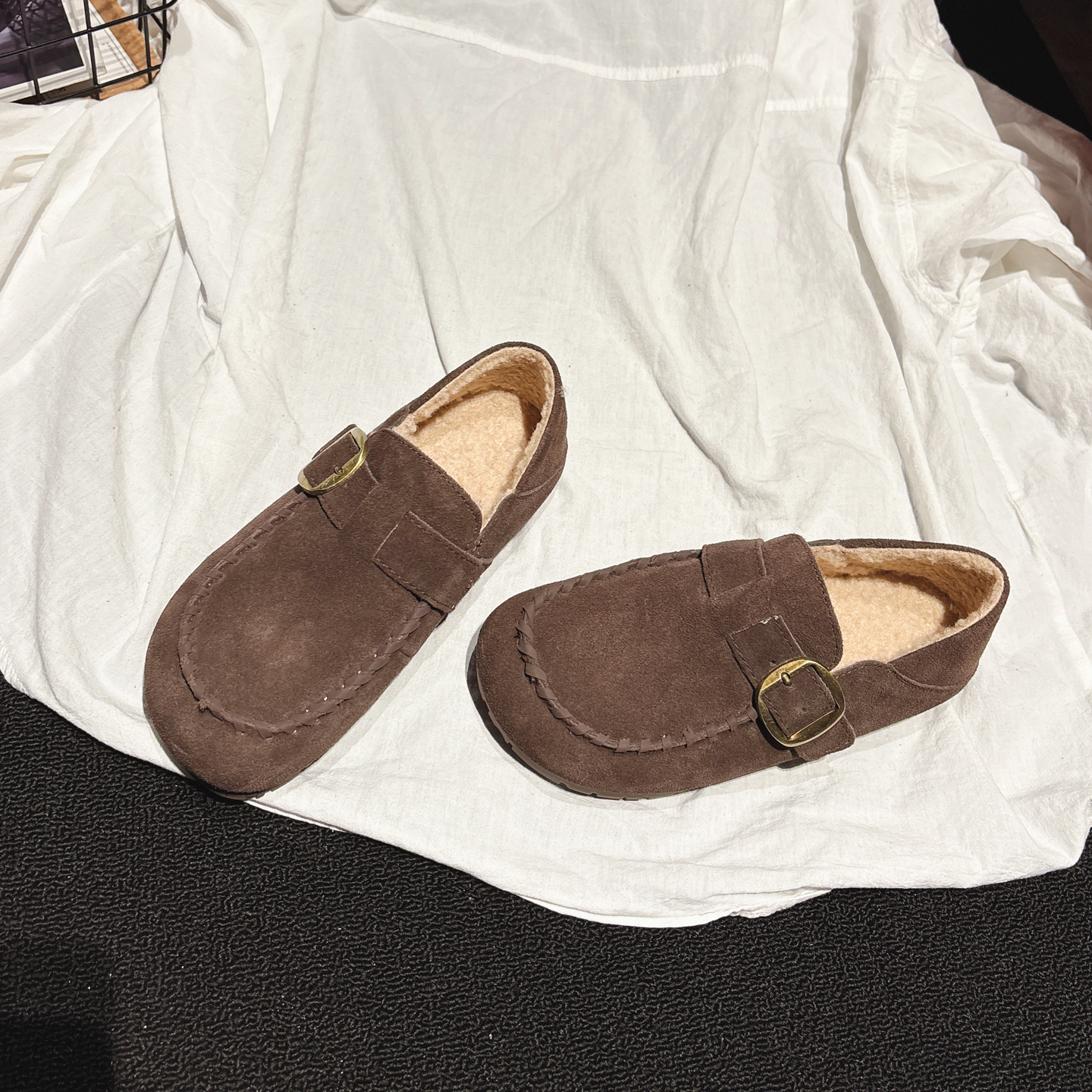 质量好超软平底真皮羊羔毛勃肯鞋