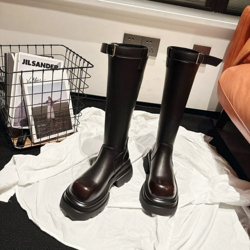 轻便韩国单高跟皮带扣高筒机车靴