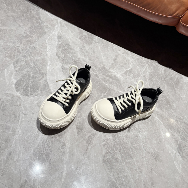 韩国单厚底增高真皮大头休闲板鞋