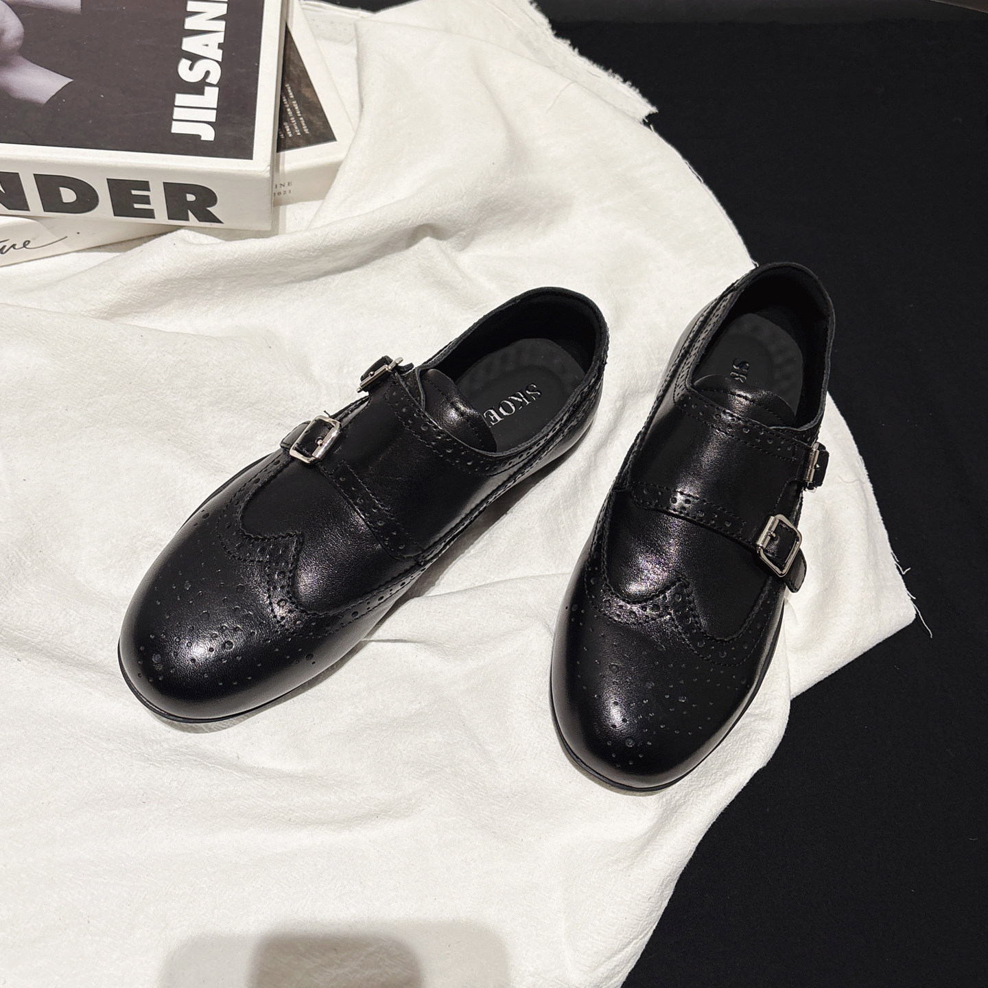 头层牛皮~老钱风皮带扣雕花布洛克鞋女平底单鞋乐福鞋英伦小皮鞋,女鞋,牛津鞋/布洛克鞋/德比鞋,淘宝优惠券,粉丝福利购,淘宝优惠卷