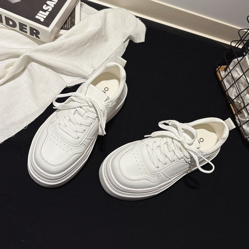 7CM增高~巨轻厚底真皮百搭小白鞋