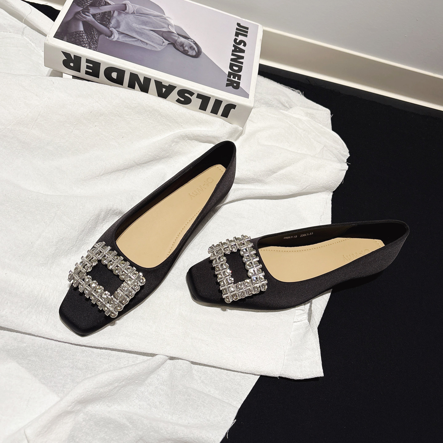 温柔风~chic水钻方扣平跟仙女鞋春新款浅口方头女鞋时尚平底单鞋,女鞋,浅口单鞋,淘宝优惠券,粉丝福利购,淘宝优惠卷