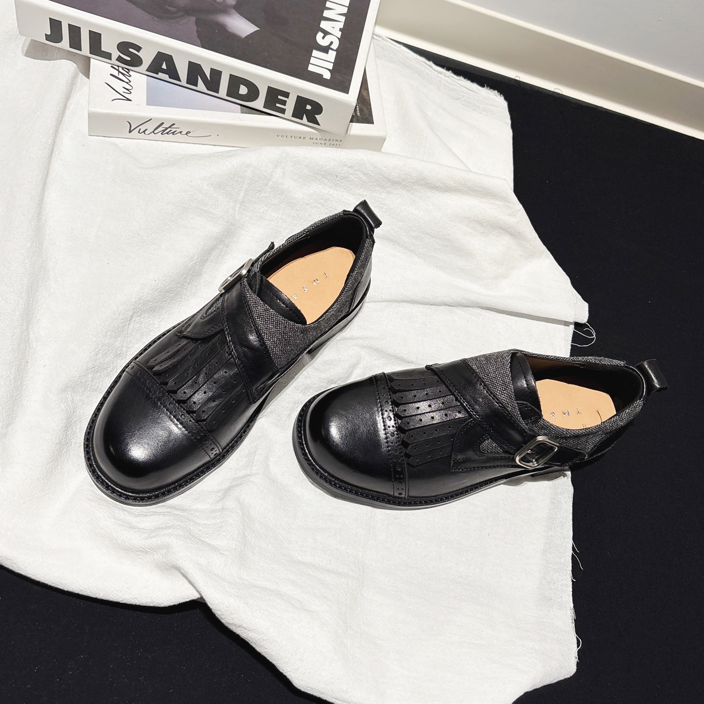 老钱风~真皮流苏皮带扣雕花布洛克鞋女英伦jk小皮鞋复古乐福鞋女,女鞋,牛津鞋/布洛克鞋/德比鞋,淘宝优惠券,粉丝福利购,淘宝优惠卷