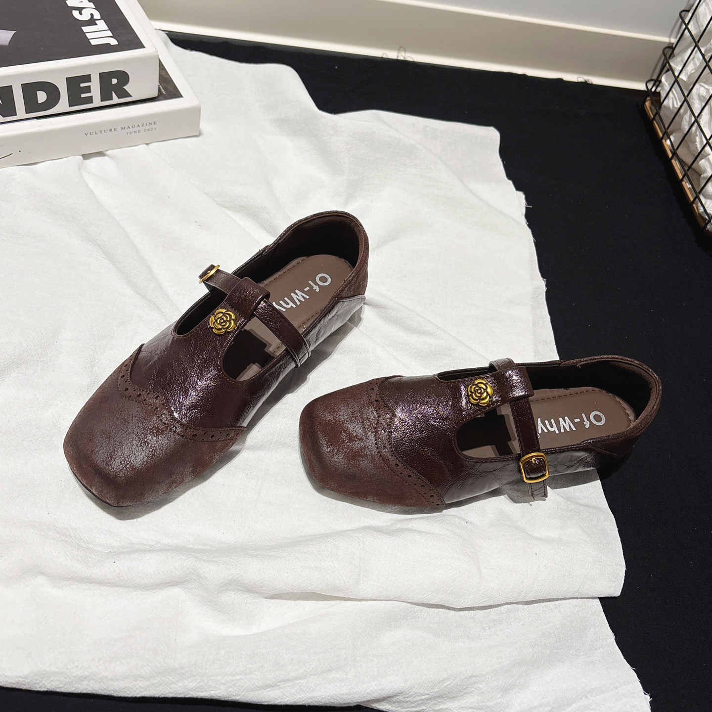 布洛克雕花~山茶花T带玛丽珍鞋女春款平跟方头单鞋复古平底丁字鞋,女鞋,玛丽珍鞋,淘宝优惠券,粉丝福利购,淘宝优惠卷