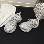 6CM增高 运动学生女鞋 轻便厚底巴黎绑带老爹鞋 女甜酷风真皮休闲鞋