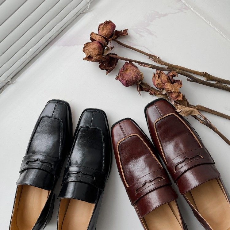 皮鞋女黑色低跟牛皮单鞋女深口鞋女鞋单鞋,女鞋,深口单鞋,淘宝优惠券,粉丝福利购,淘宝优惠卷