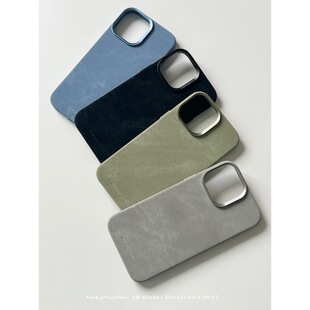 手感之王 原创小众复古做旧亲肤磁吸壳苹果iphone17promax手机壳16pro全包保护壳15防摔高级感手工磨砂皮质