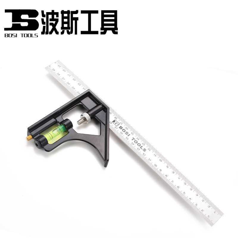 波斯BOSI工具300mm不锈钢多功能组合角尺水平活动直角尺45度拐尺