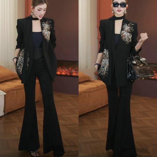 重工西装烟花套装镶钻西服