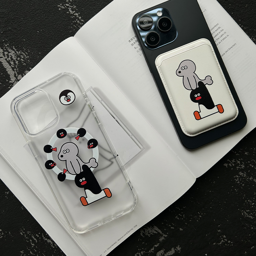 冰山企鹅苹果iPhone15手机壳iPhone13/14肤感磁吸亚克力15pro/iphone14promax防摔保护壳11/12pro13卡包壳