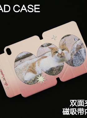 橘猫磁吸双面夹ipad11寸保护套苹果Air6/7亚克力pro11休眠皮套Air4/5拆分外壳mini6/7笔袋3Y搭扣24/25款7/8/9