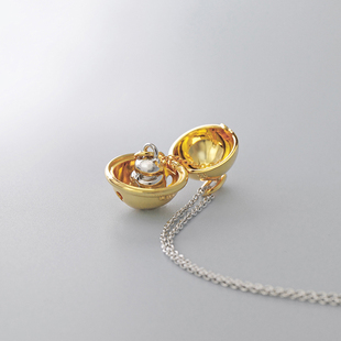 BLUE GLOW设计师原创许愿猫可打开铃铛猫925纯银可调节项链女新品