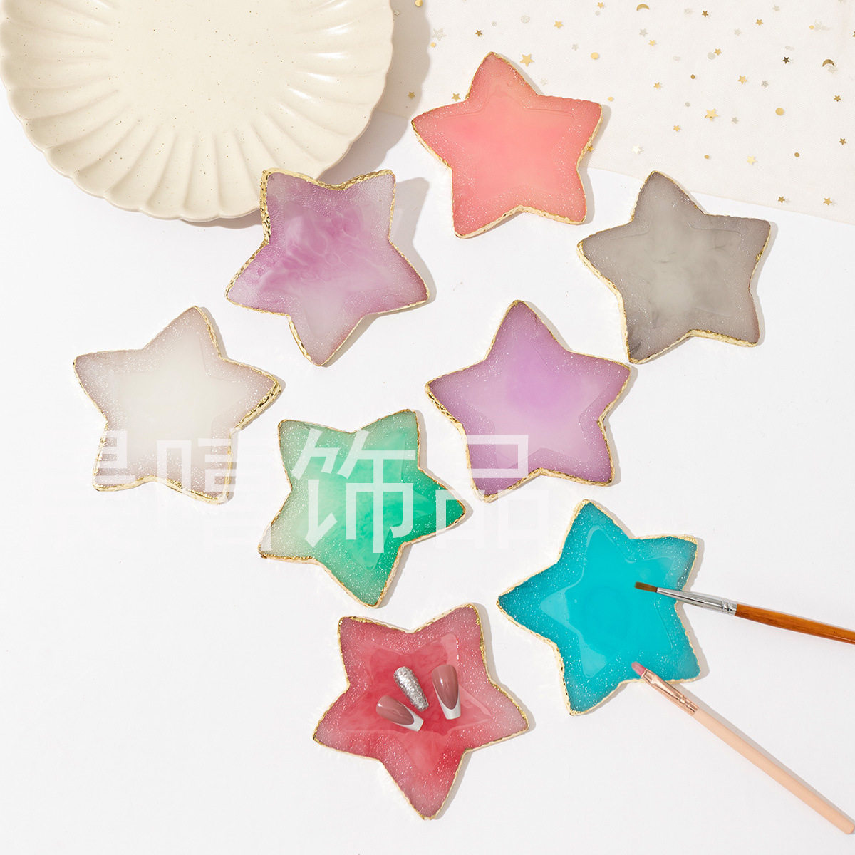 美甲调色盘树脂玛瑙片五角星美甲彩绘调色板甲片展示板工具,彩妆/香水/美妆工具,美甲笔/美甲刷/美甲笔刷套装,淘宝优惠券,粉丝福利购,淘宝优惠卷