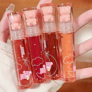 感官派对晶冻莓莓熊水光唇釉镜面显白百搭玻璃唇口红平价