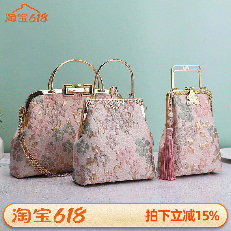 浮雕泡泡布料手工布艺diy材料包手提包双提手唇形高脚辣椒头口金