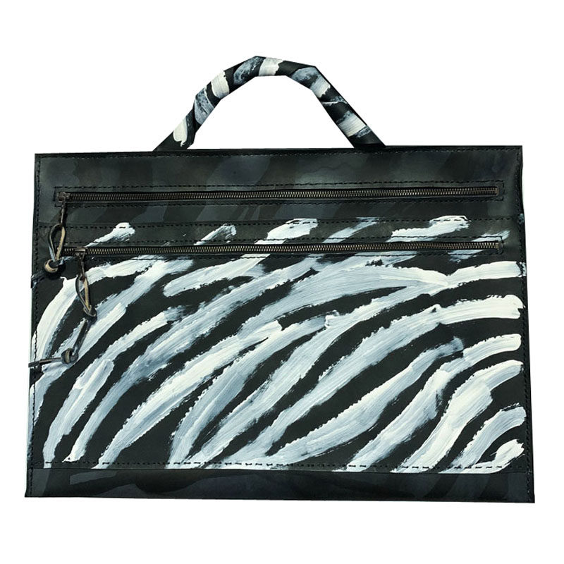 概念款 男包 原创腔调 国货 大容量斜挎包 黑白斑马纹 牛皮旅行袋