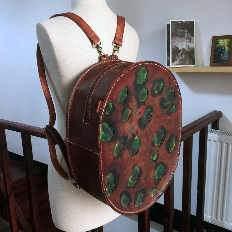 怀旧男包 设计师原创 椭圆斜跨 单肩双肩包 植鞣革耐用头层牛皮包