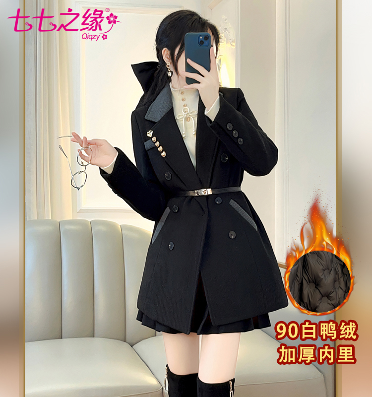 羽绒内里羽绒西装毛呢套装