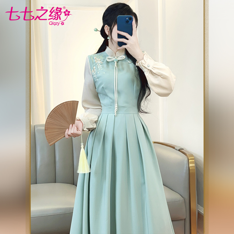 改良旗袍连衣裙针织开衫外套