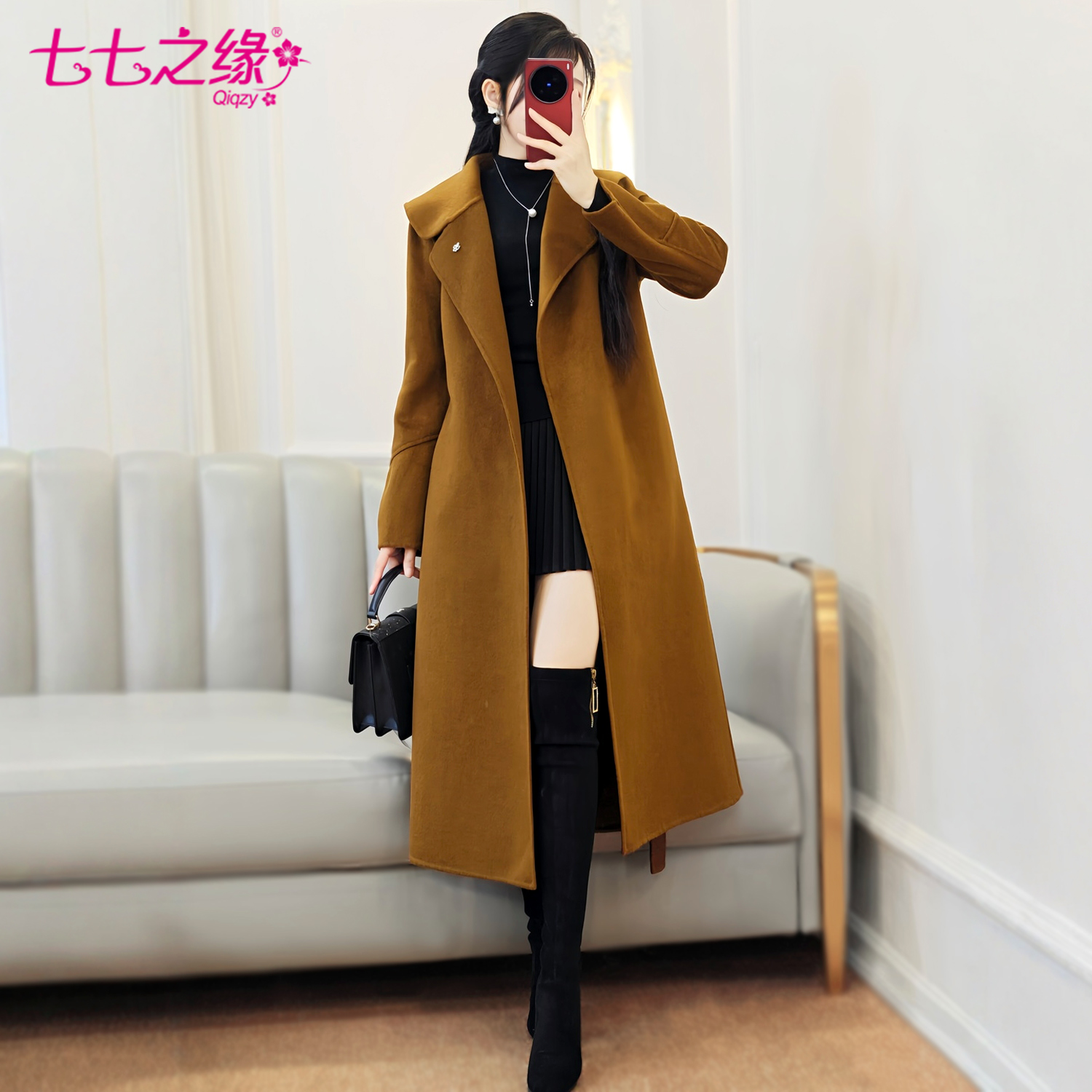 双面呢新款显瘦保暖气质优雅长款