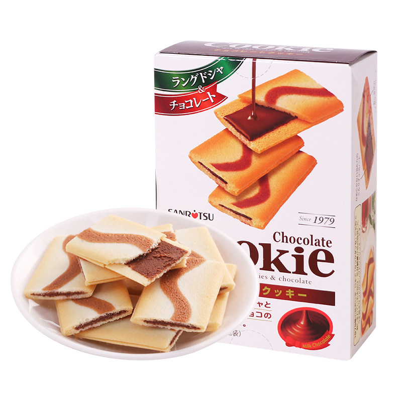日本进口SANRITSU/三立巧克力味夹心饼干曲奇小零食白色恋人平替