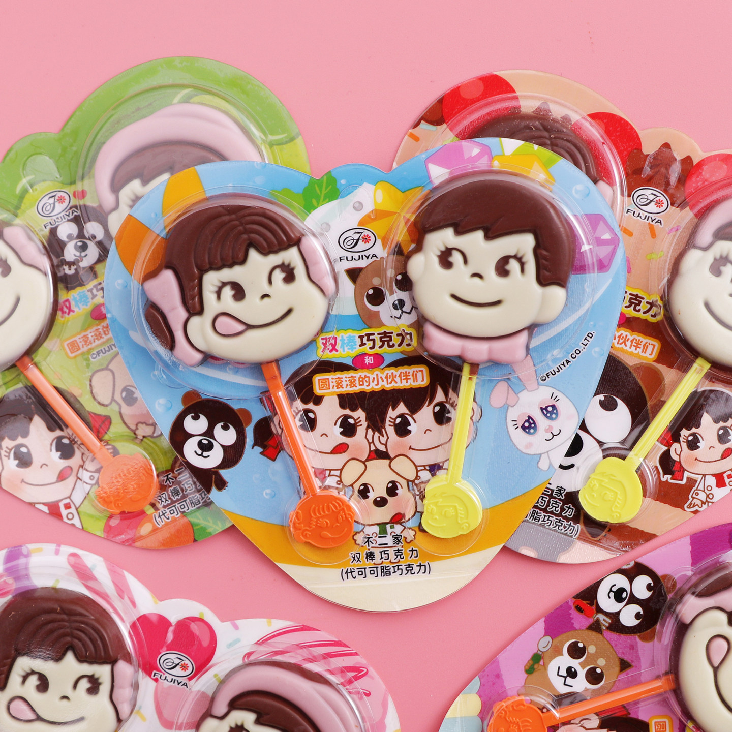 日本进口零食不二家双棒巧克力可爱卡通造型儿童糖果小礼物24g