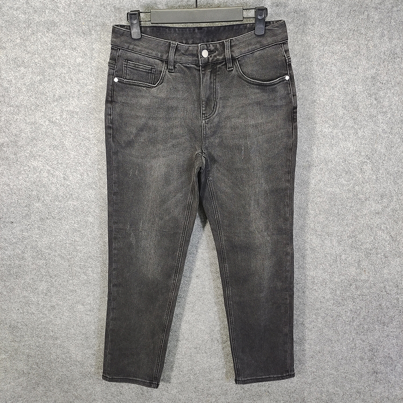G家男装牛仔裤2025秋时尚潮流水洗黑灰色弹力休闲合体小直筒裤厚