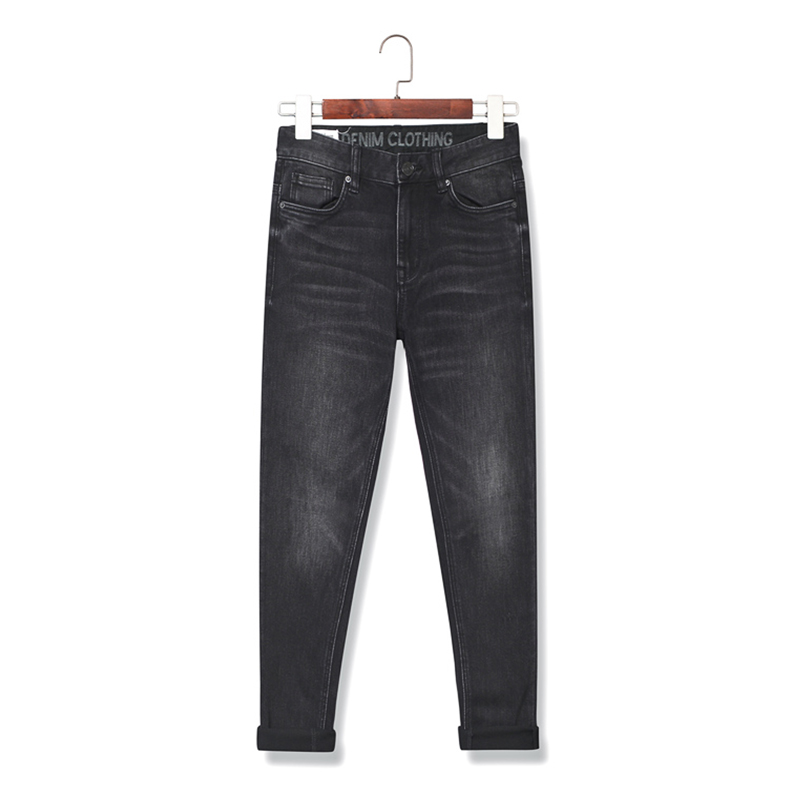 卡家男装超柔牛仔裤2025春装新款弹力简约休闲修身黑灰色小脚裤潮